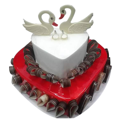 "Heart shape Swam Cake - 3Kgs ( 2 step) - Click here to View more details about this Product